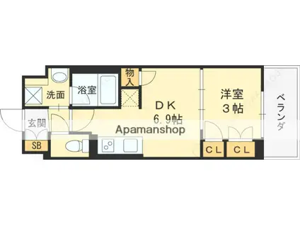 アーバネックス 大阪城北(1DK/8階)の間取り写真