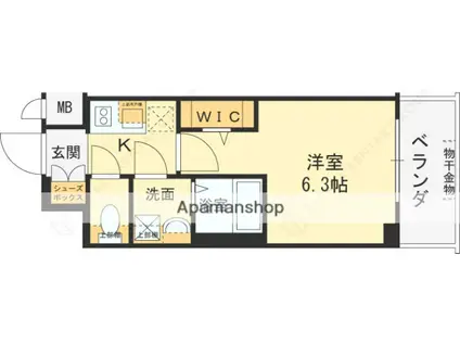 ファーストフィオーレ京橋ブレイニー(1K/6階)の間取り写真