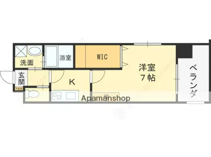 KAUNIS都島(1K/4階)の間取り写真