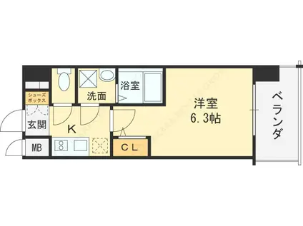 エスリードレジデンス大阪福島シティウエスト(1K/8階)の間取り写真