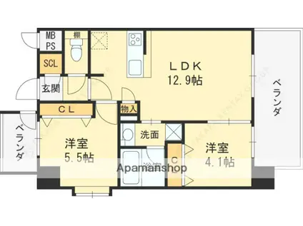TOP COURT都島(2LDK/8階)の間取り写真