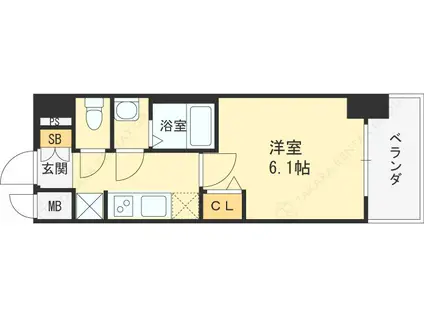 プレサンス野江内代ペルティエ(1K/3階)の間取り写真