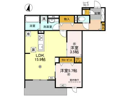 TORISIA REVE(2LDK/1階)の間取り写真