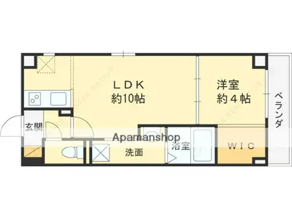 アリビラ鶴橋(1LDK/4階)の間取り写真