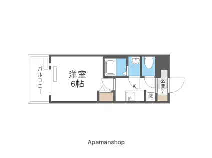 ファステート大阪上本町ソーレ(1K/6階)の間取り写真