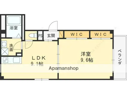 京橋オリエンタルキューブ(1LDK/2階)の間取り写真