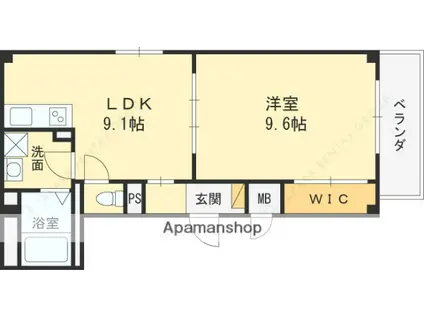 京橋オリエンタルキューブ(1LDK/2階)の間取り写真
