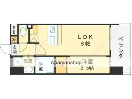 LUXE玉造南(1LDK/8階)の間取り写真