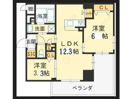 MORUAN RESIDENCE(2LDK/5階)の間取り写真
