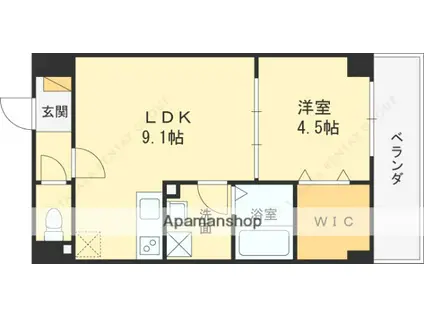 アルカンシェルコート緑橋(1LDK/2階)の間取り写真