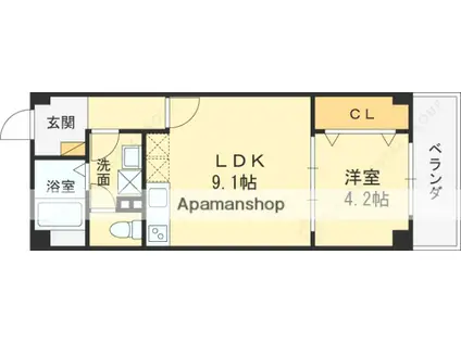 アルカンシェルコート緑橋(1LDK/3階)の間取り写真