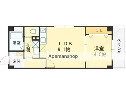 アルカンシェルコート緑橋(1LDK/2階)の間取り写真