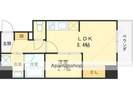 ナットレジデンス都島本通(1LDK/4階)の間取り写真