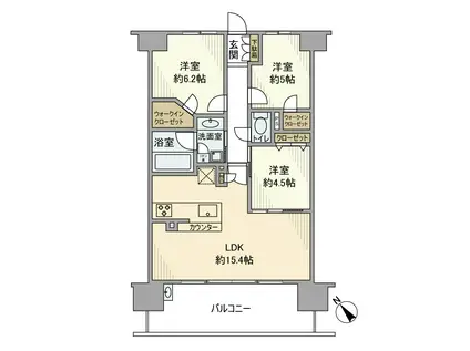 プレサンスロジェ都島レジデンス(3LDK/15階)の間取り写真