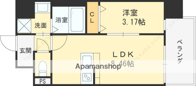 GRAN PASEO都島(1LDK/1階)の間取り写真