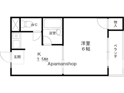 寿ハイツ(1K/1階)の間取り写真