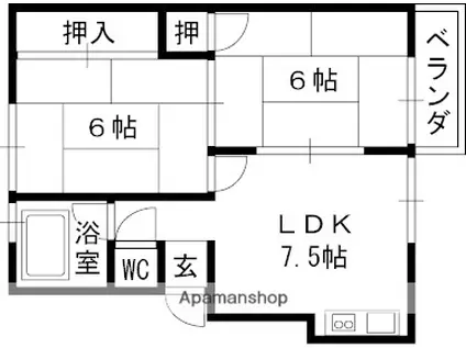 朝日コーポ(2DK/1階)の間取り写真