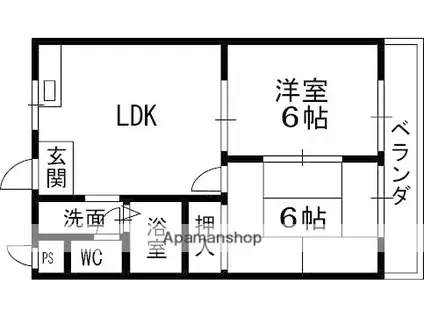 ウエストコート(2LDK/4階)の間取り写真