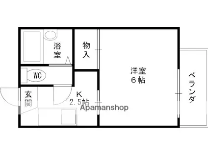 シティハイム中林(1K/2階)の間取り写真