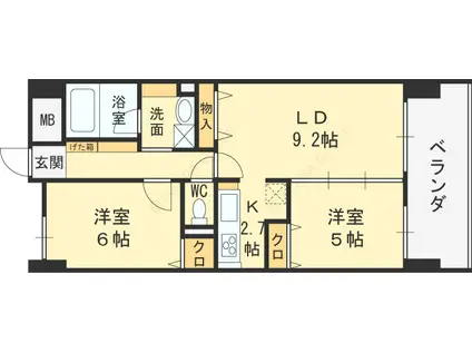 ラフィーネレジデンス(2LDK/7階)の間取り写真