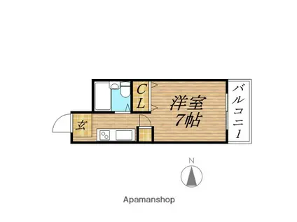 フローラーハイツわだ(1K/1階)の間取り写真