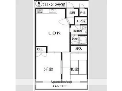 パークロッジ(2DK/2階)の間取り写真