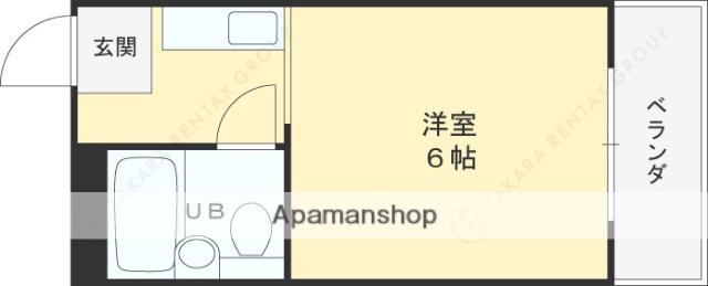 ルネッサンス福原パートⅡ(ワンルーム/4階)の間取り写真
