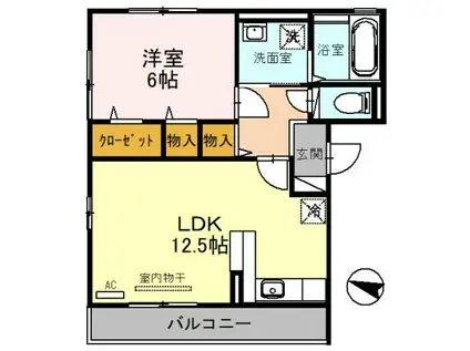 エルプエンテ2(1LDK/2階)の間取り写真