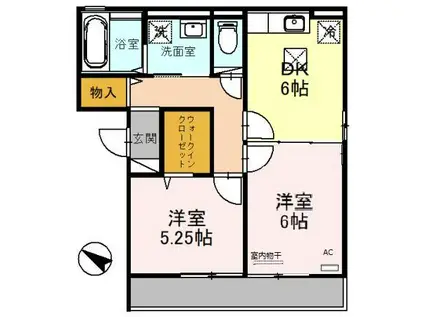 エルプエンテ2(2DK/1階)の間取り写真