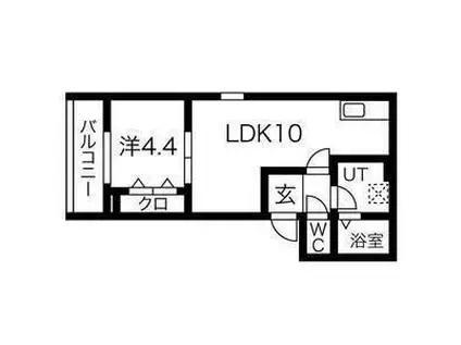 ル・ボヌール相川(1LDK/1階)の間取り写真