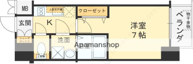 ファーストステージ北大阪レジデンス(1K/7階)の間取り写真