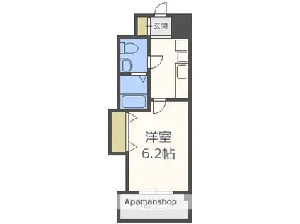 ラグゼ東三国2(1K/6階)の間取り写真