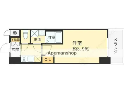 ファーストフィオーレ北大阪リアン(1K/15階)の間取り写真