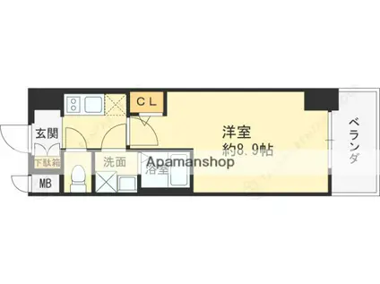 ファーストフィオーレ北大阪リアン(1K/2階)の間取り写真