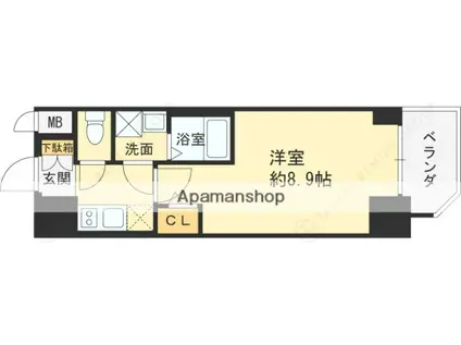 ファーストフィオーレ北大阪リアン(1K/2階)の間取り写真