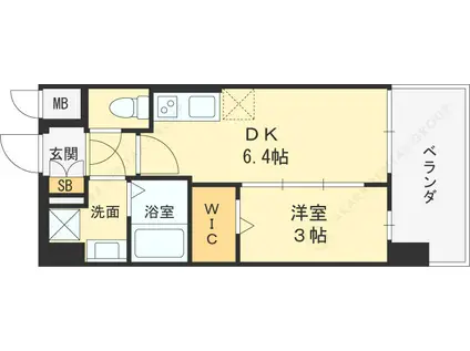 プレサンス東淀川駅前プローシェ(1DK/13階)の間取り写真