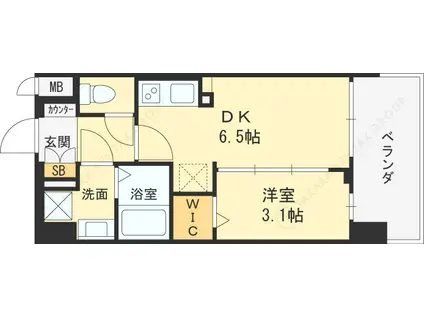 プレサンス東淀川駅前プローシェ(1LDK/15階)の間取り写真