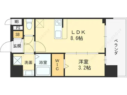 プレサンス東淀川駅前プローシェ(1LDK/6階)の間取り写真