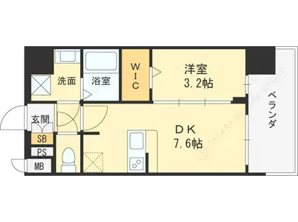プレサンス東淀川駅前プローシェ(1DK/14階)の間取り写真