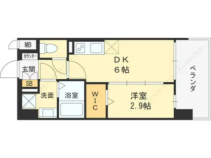 プレサンス東淀川駅前プローシェ(1DK/12階)の間取り写真