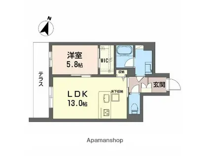 モンセル(1LDK/1階)の間取り写真