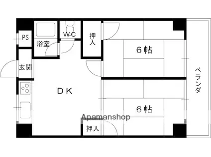 レジデンス鶴美(2DK/7階)の間取り写真