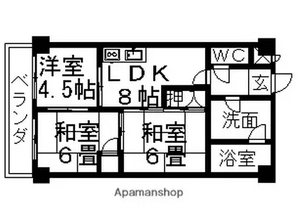 レインボー豊里(3DK/4階)の間取り写真