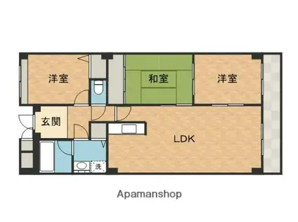 ラ・ミュール北春日丘(3LDK/1階)の間取り写真