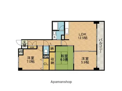 プラージュキシダ(3LDK/2階)の間取り写真