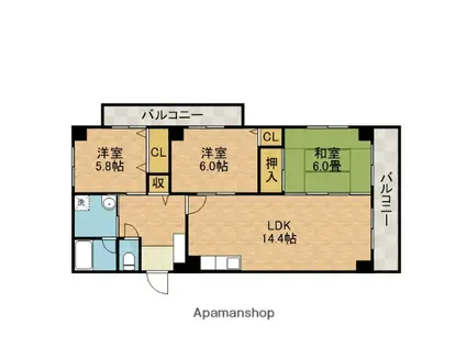 ボー・ドミール南茨木(3LDK/3階)の間取り写真