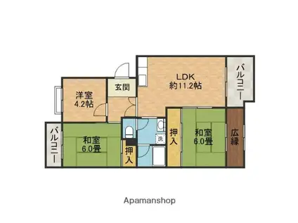 レジデンス吉川(3LDK/4階)の間取り写真