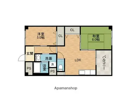ハイツ春日野(2LDK/2階)の間取り写真