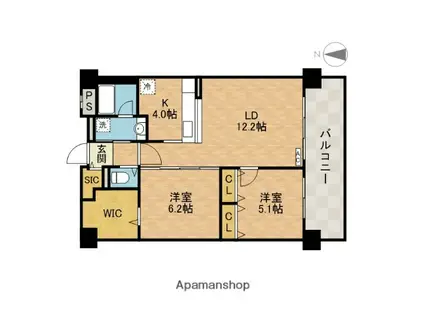 アクトタレイア茨木駅前(2LDK/6階)の間取り写真