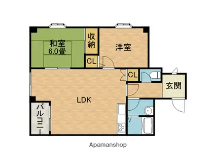 プリティハウス(2LDK/2階)の間取り写真